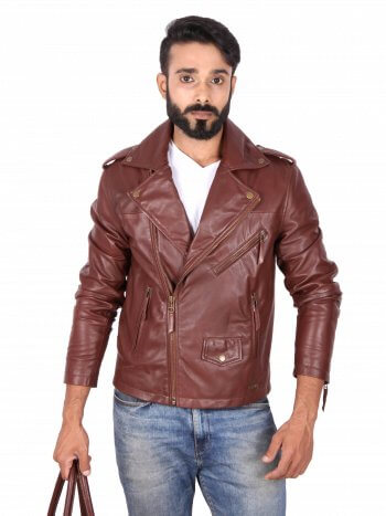 Classic Brown Motorcycle Jacket