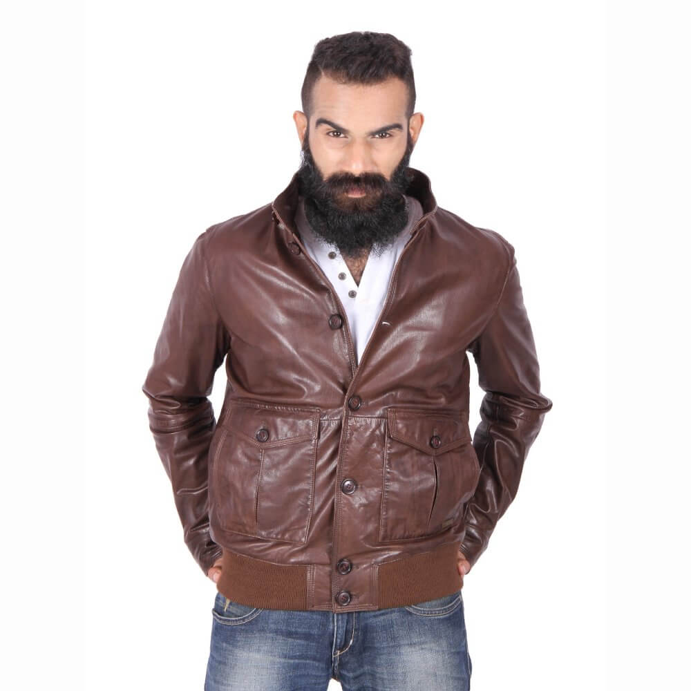 Theo&Ash - Dark brown leather jacket for men | Vintage bomber jacket ...